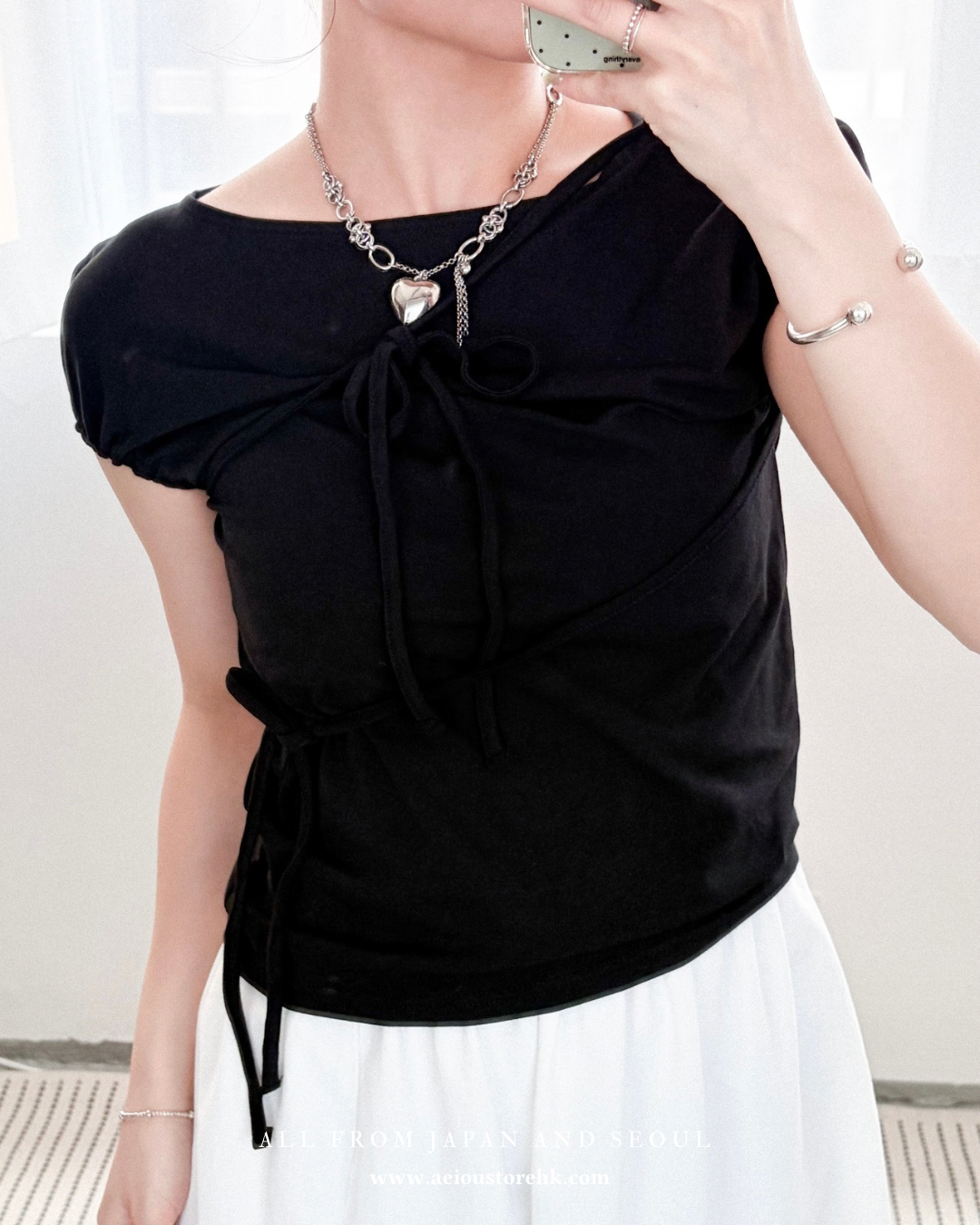 TP770- Cute Ribbon Top | White | Black | Red