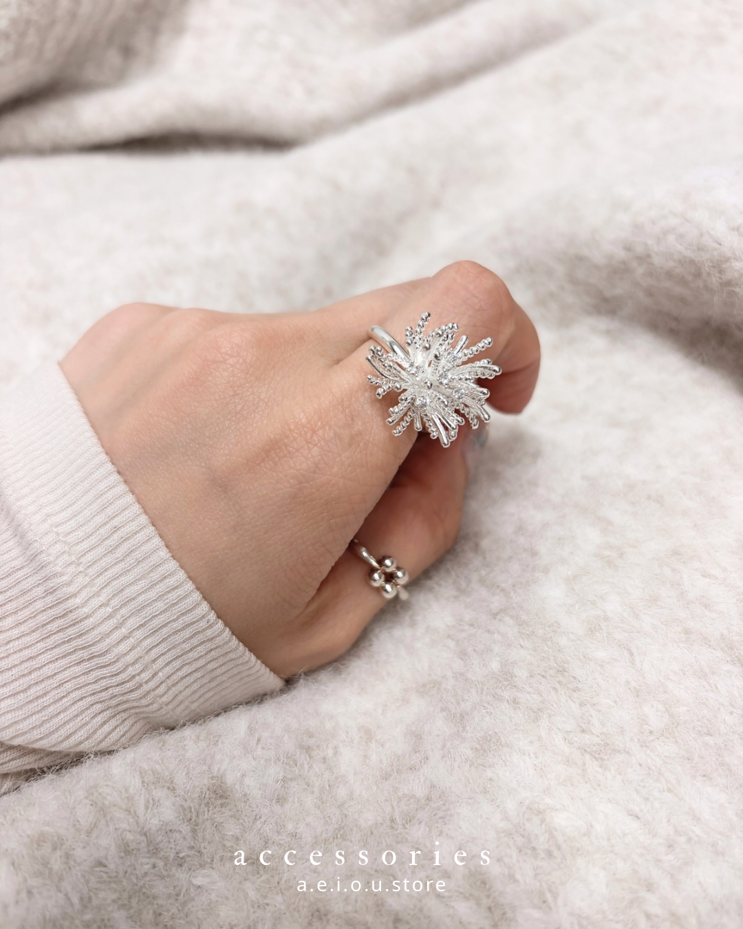 AC290- Silver Fireworks Ring