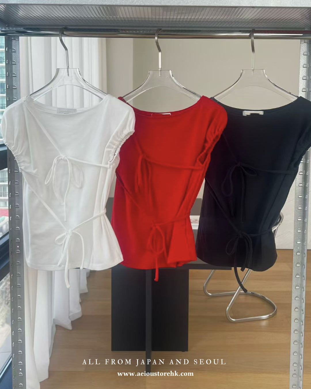 TP770- Cute Ribbon Top | White | Black | Red