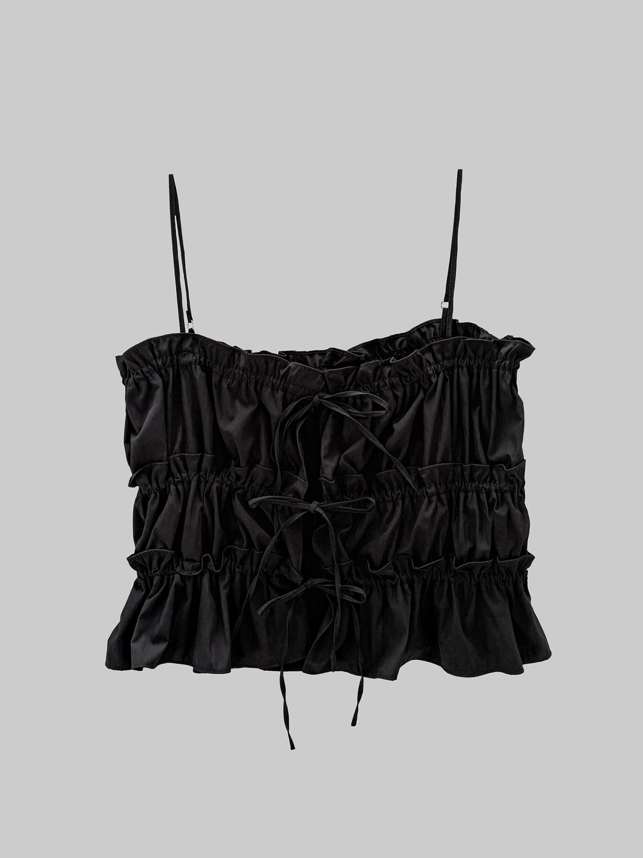 TP511- 平口吊帶Ruffle Ribbon Vest | White | Black