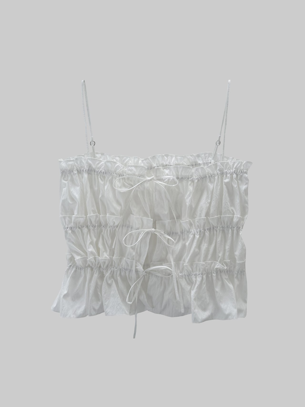 TP511- 平口吊帶Ruffle Ribbon Vest | White | Black
