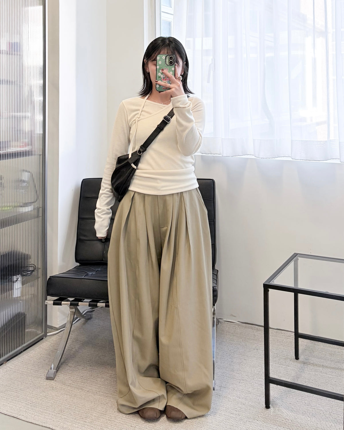 PT128- Wide Trousers Pants | Beige | Grey | Black