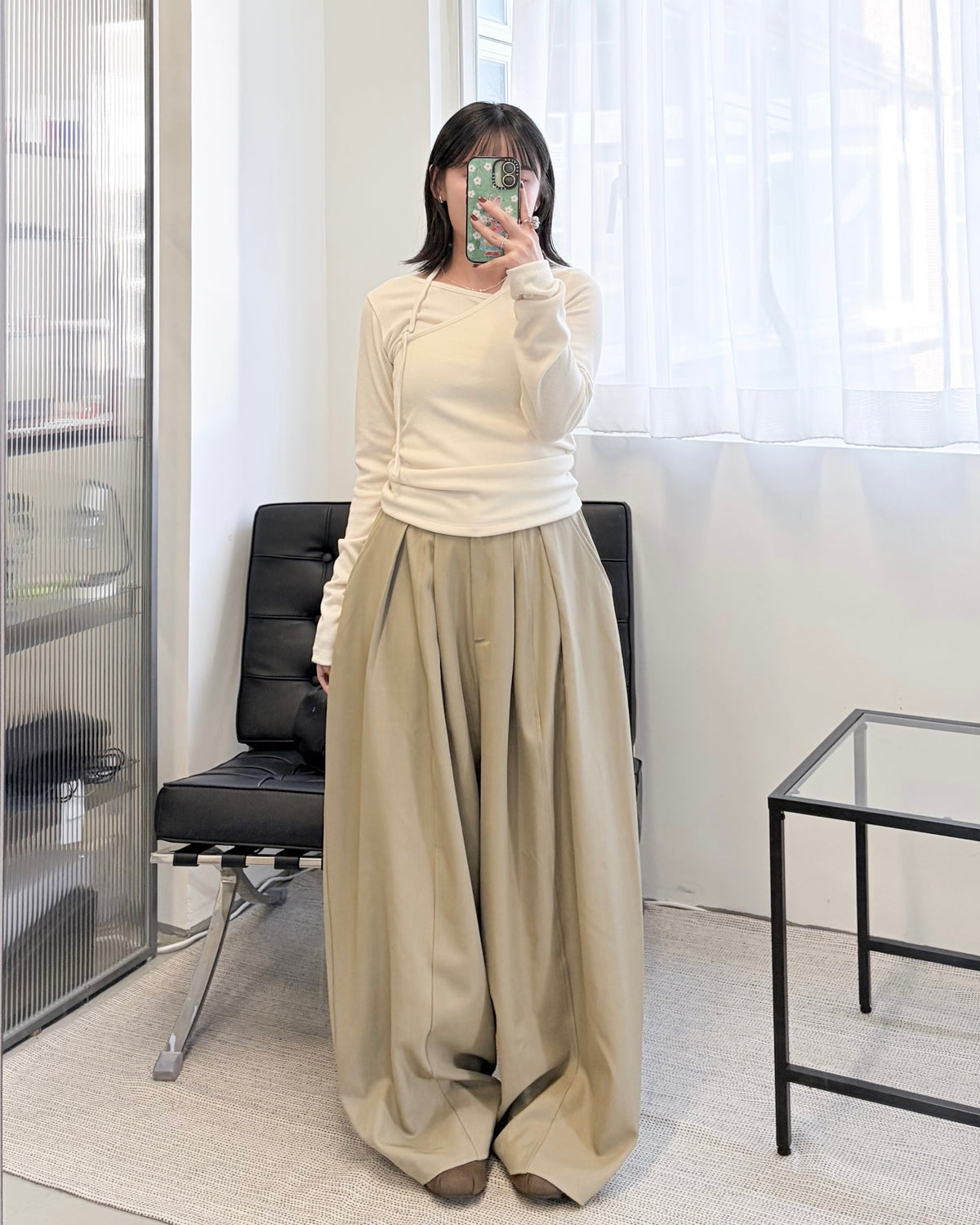 PT128- Wide Trousers Pants | Beige | Grey | Black