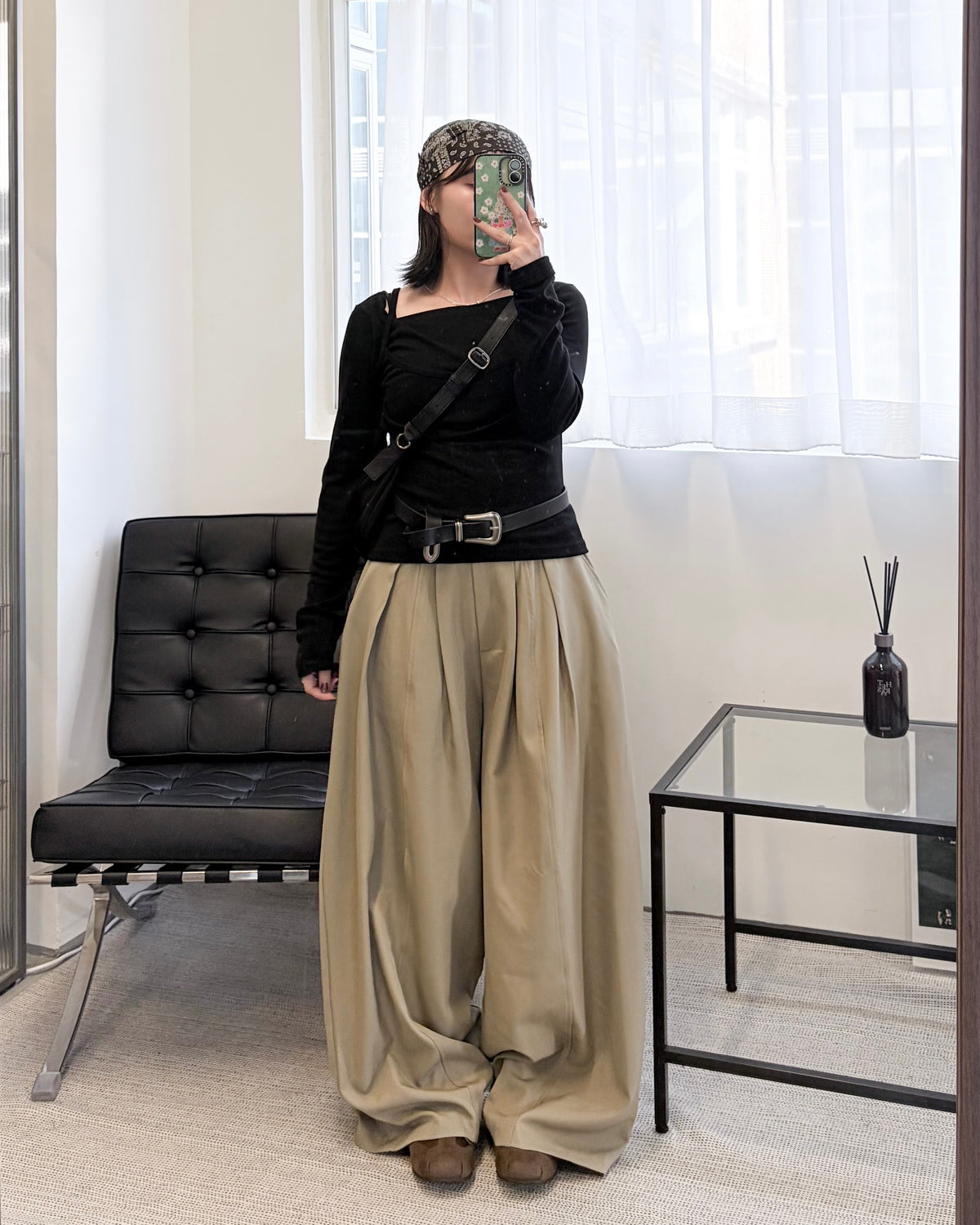 PT128- Wide Trousers Pants | Beige | Grey | Black