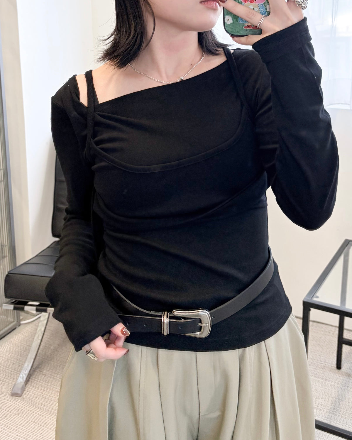 TP851- Long Sleeve Top Layered | White | Grey | Black