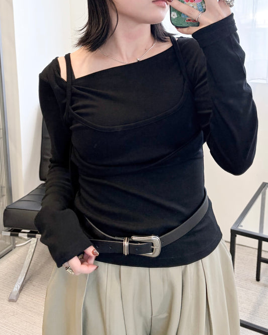 TP851- Long Sleeve Top Layered | White | Grey | Black
