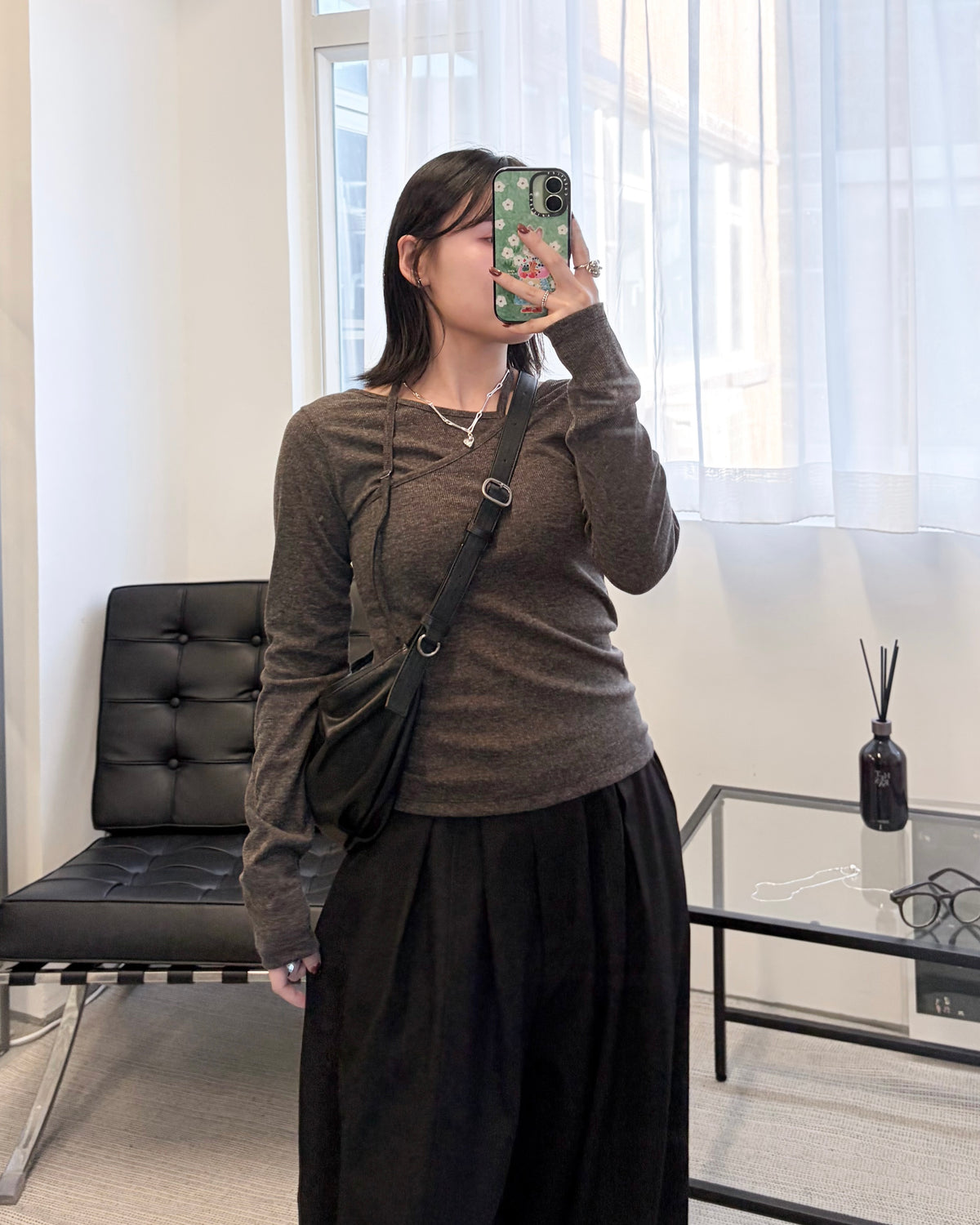 TP850- 2 layer V Neck Top | Ivory | Grey | Brown | Black