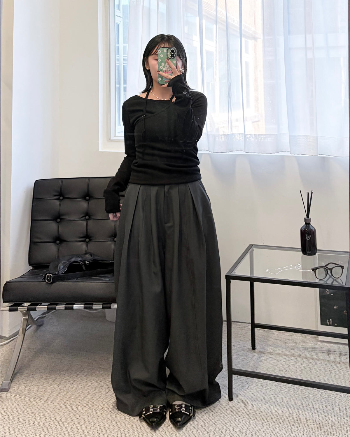 PT128- Wide Trousers Pants | Beige | Grey | Black