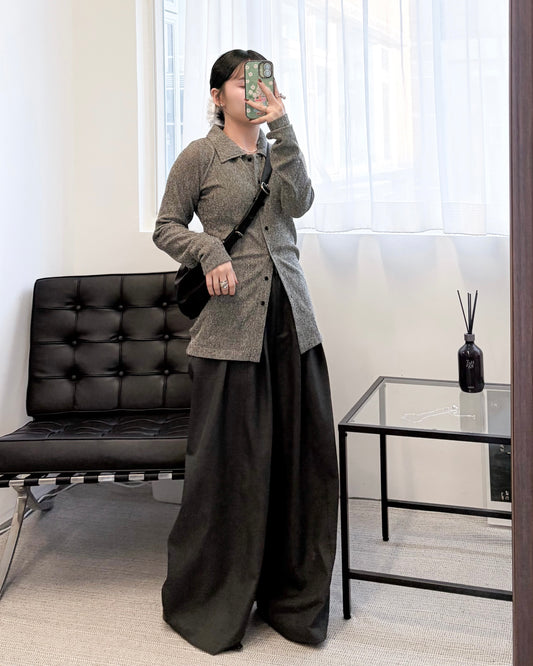 TP852- Mesh Shirt Cardigan | Grey | Black