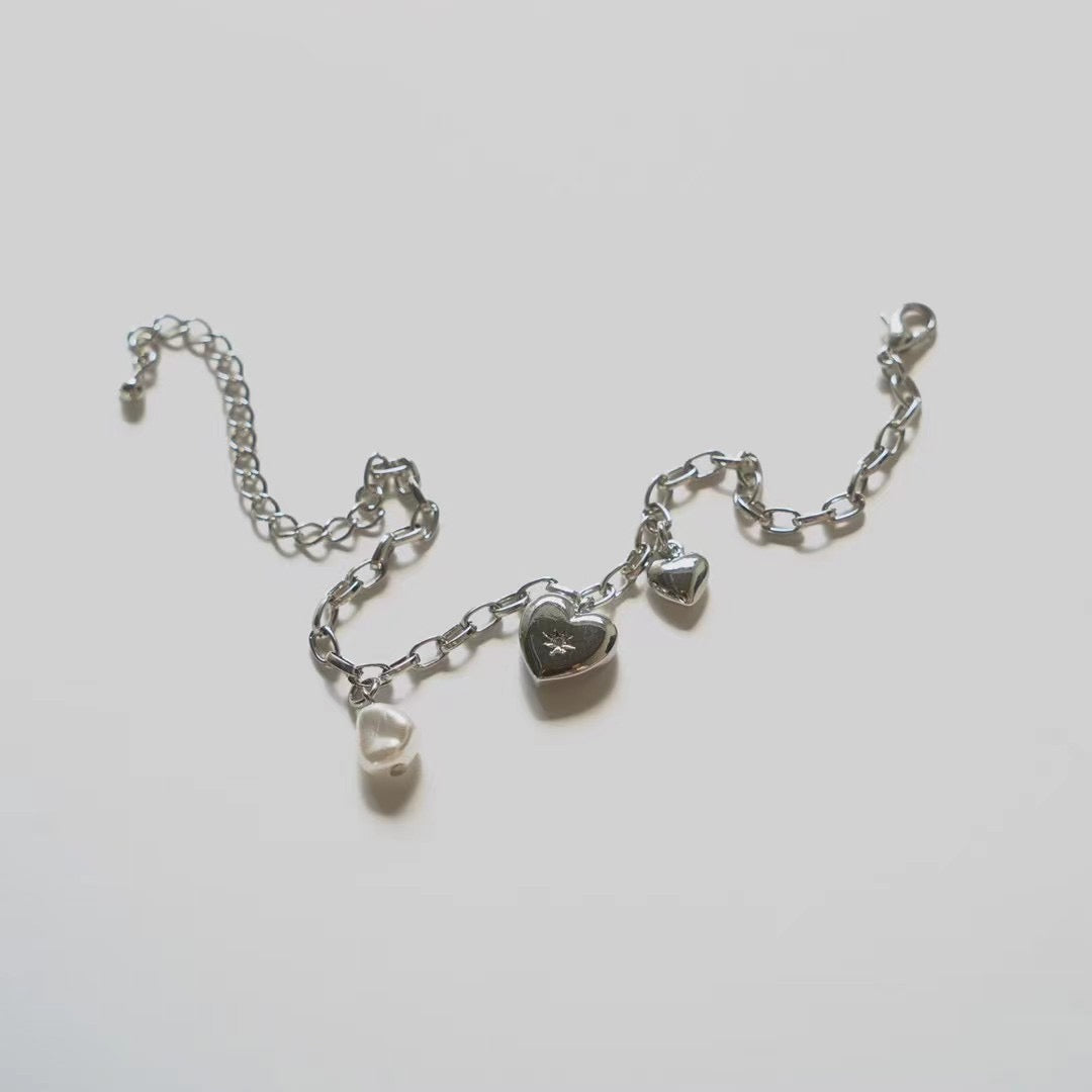 AC74- Heart Bracelet - Silver color