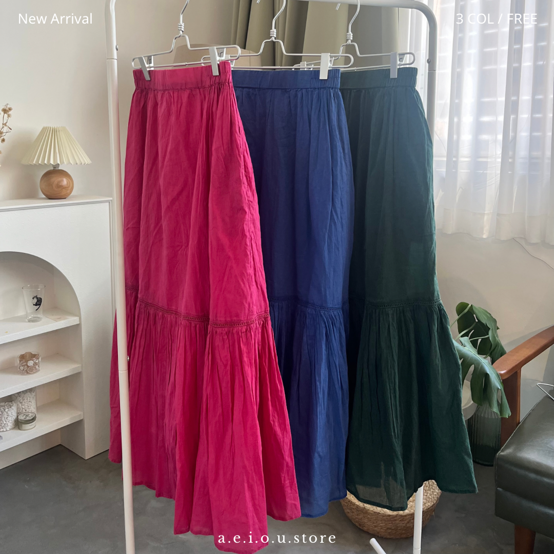 SK37- 石磨紋洗水裙 | Pink | Blue | Green