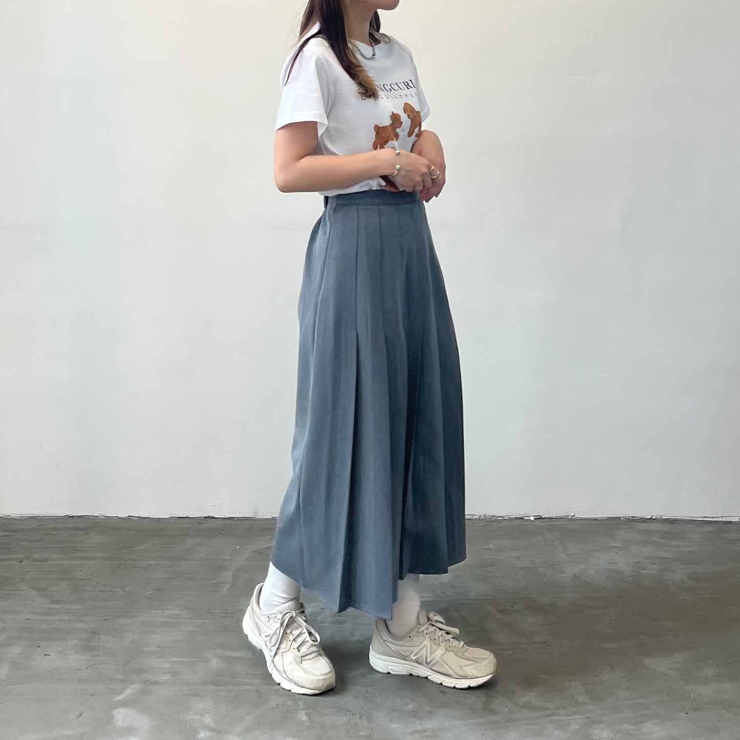 SK18- Pleated Skirt | Grey | Black