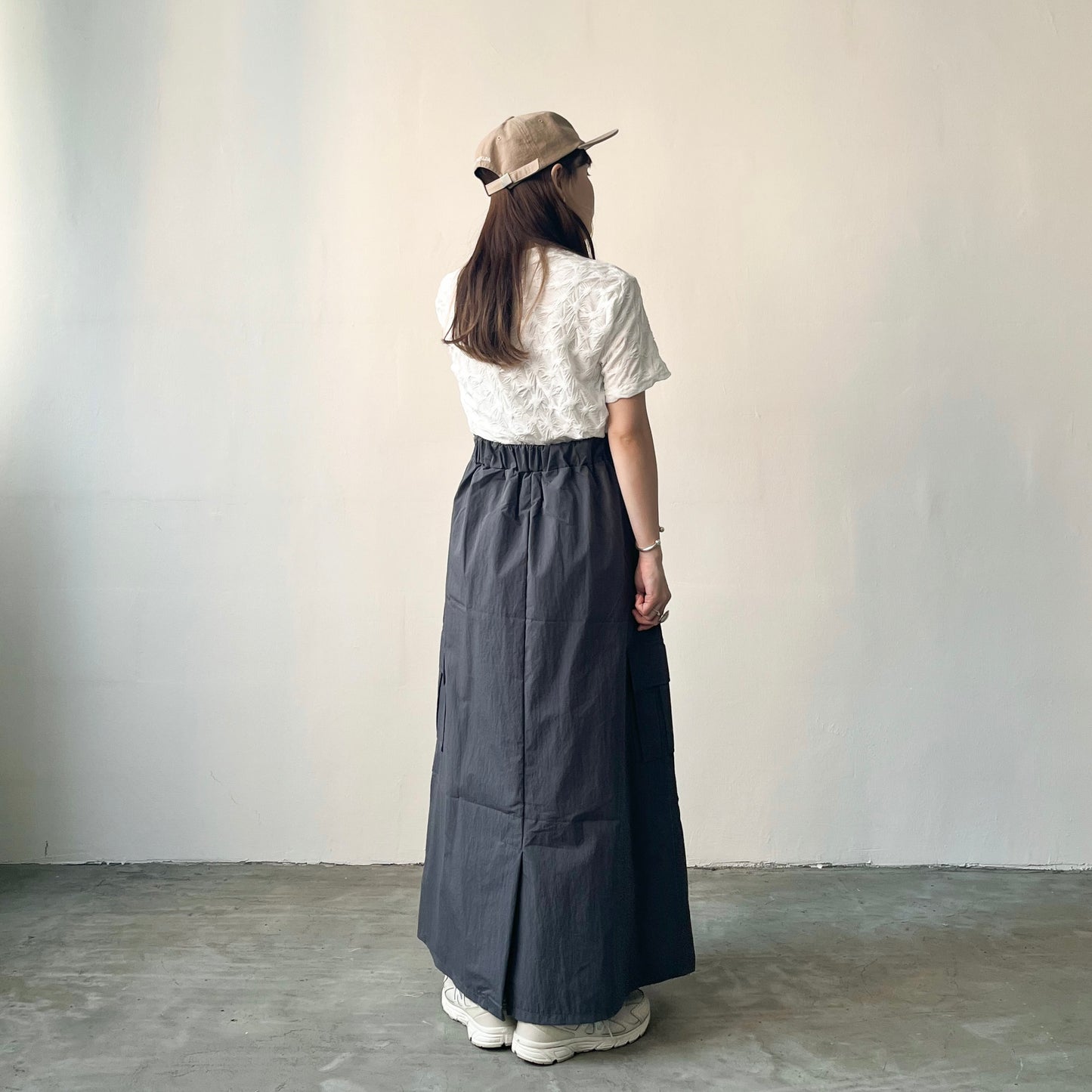 SK15- windbreaker skirt  | White | Grey | Pink